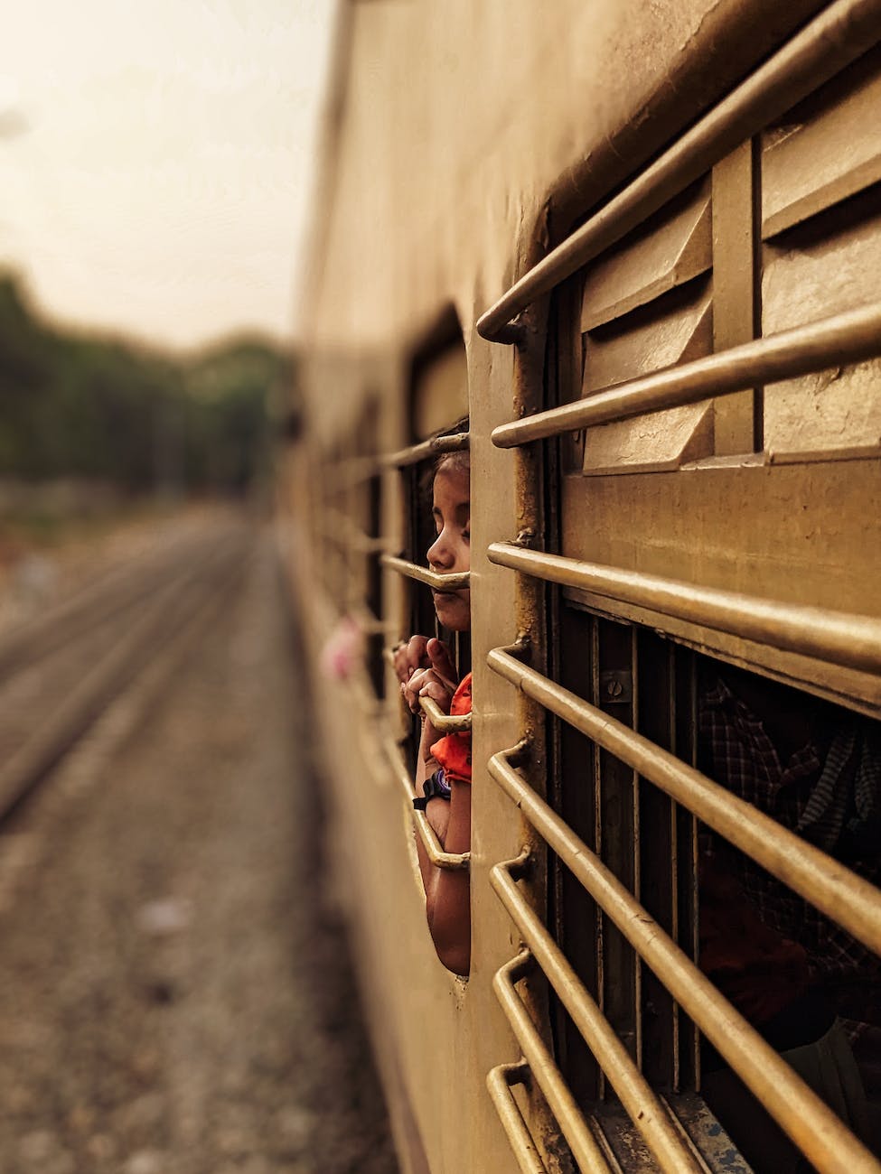 girl in train window
