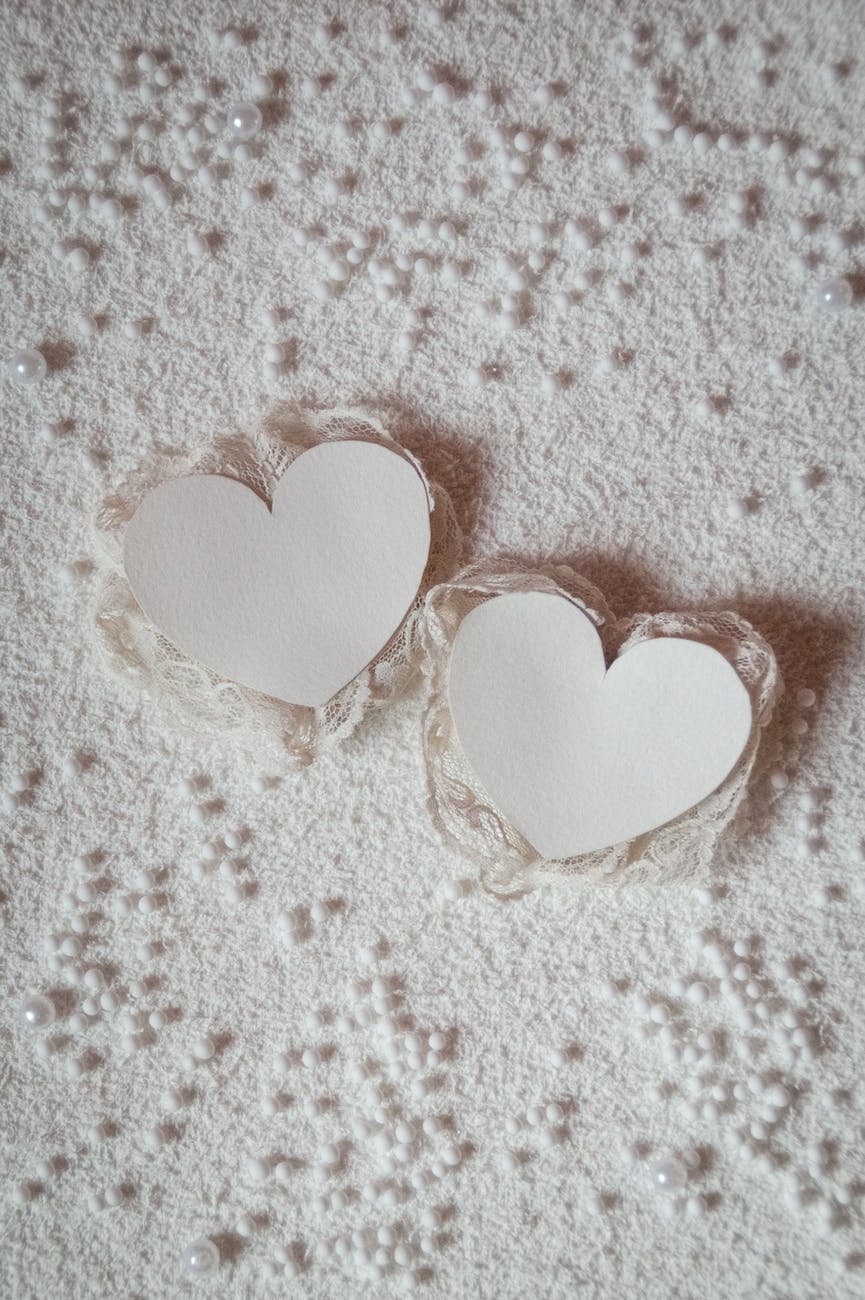 white paper hearts