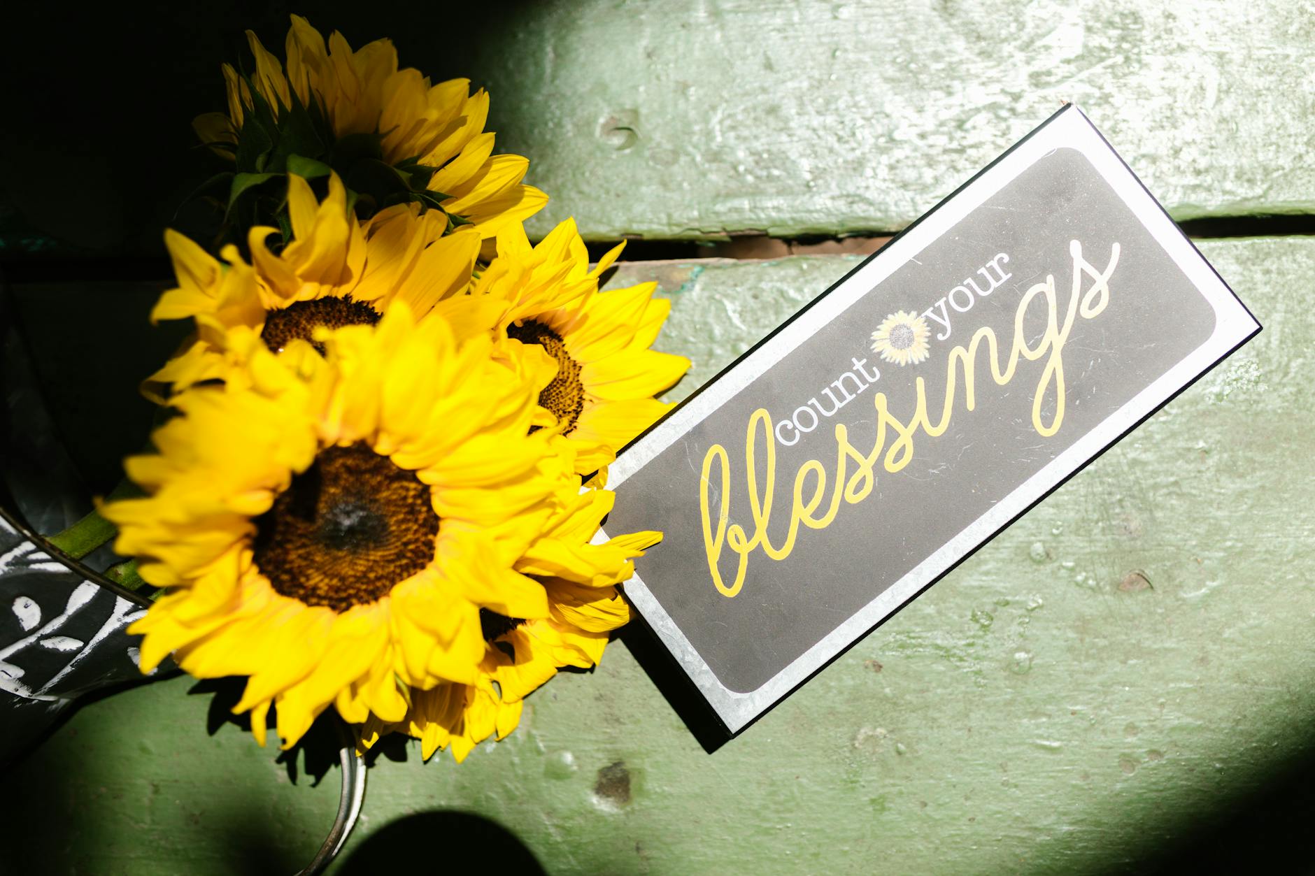 sunflowers and a card