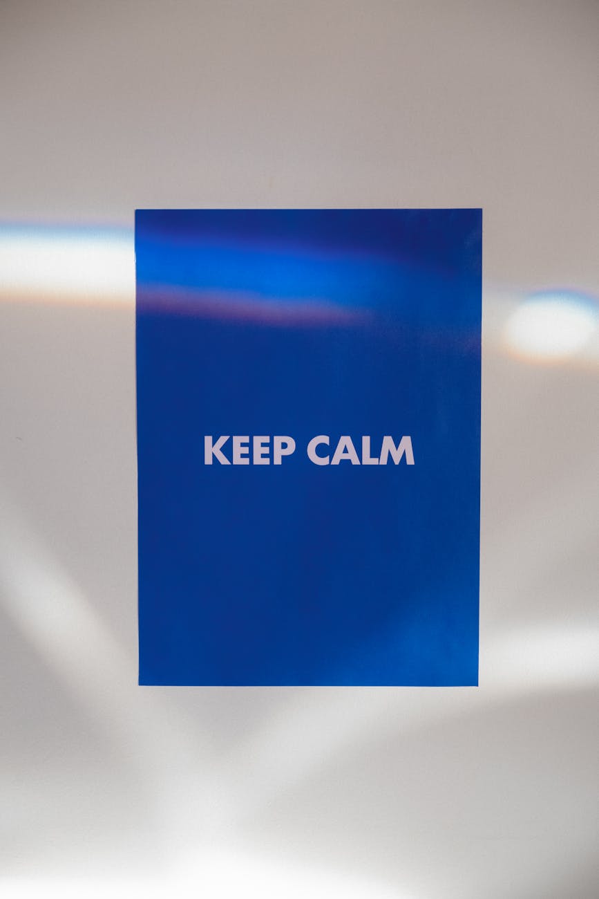 keep calm text on white walls
