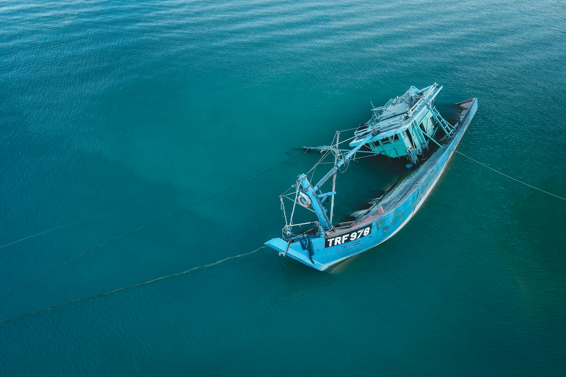 blue boat on body of water