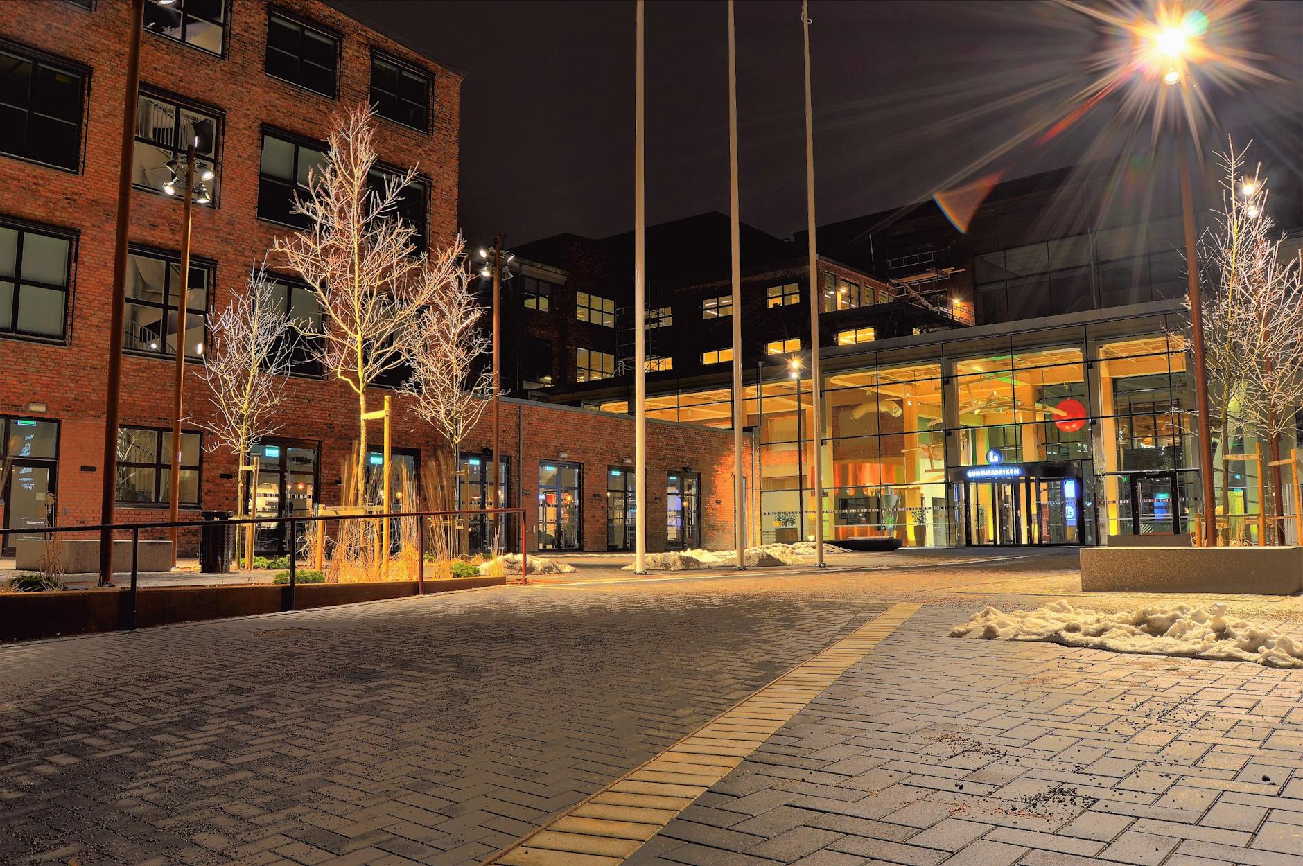 street light near building