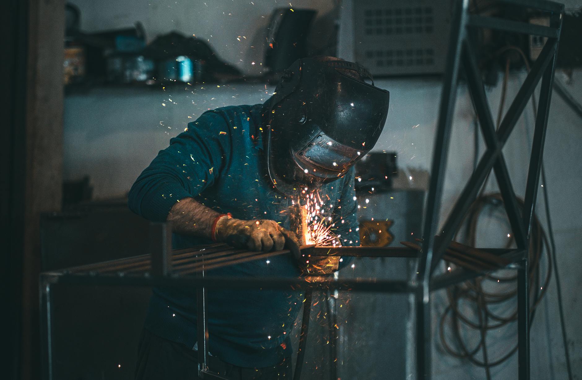 close up shot of a welder