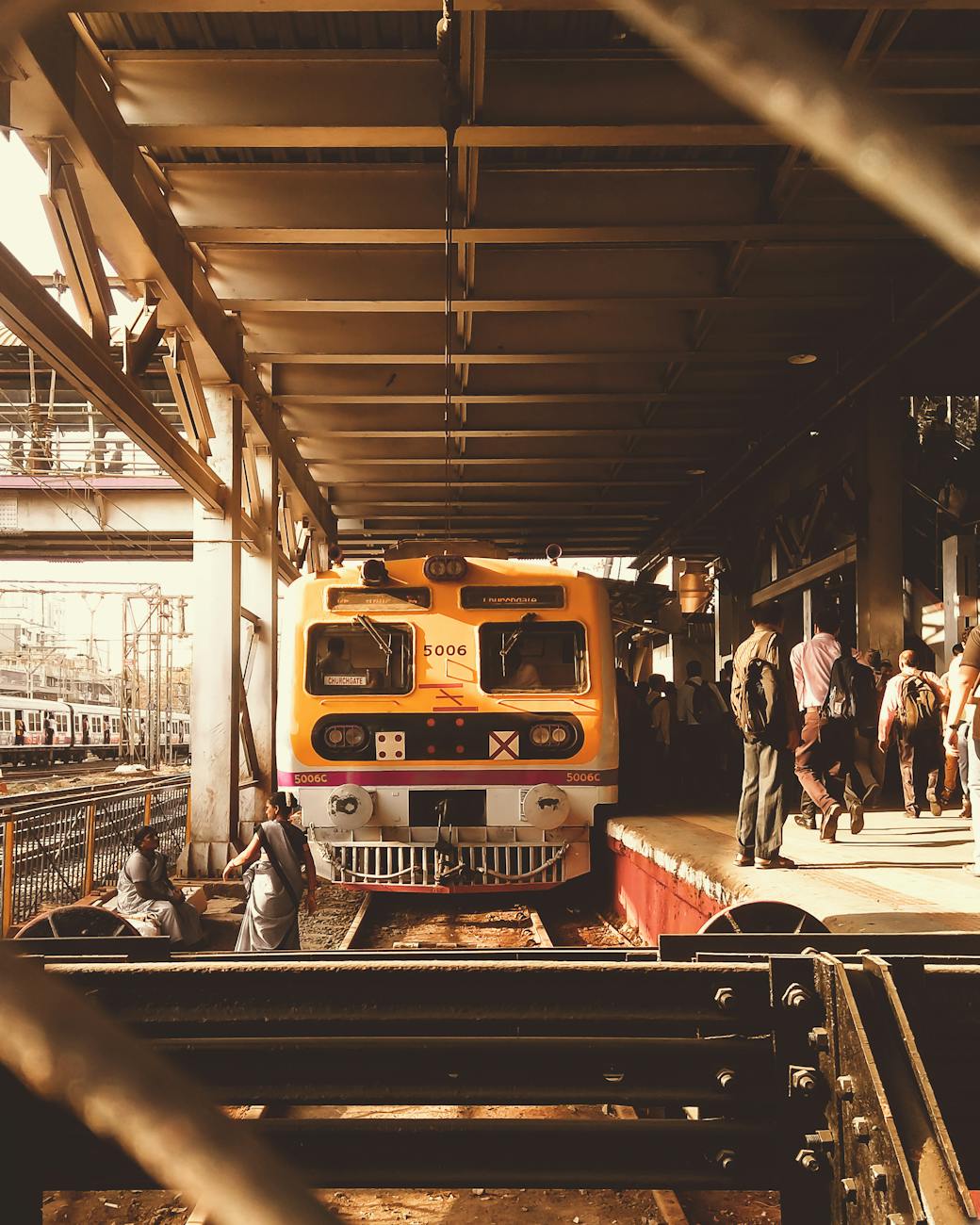 people at the train station