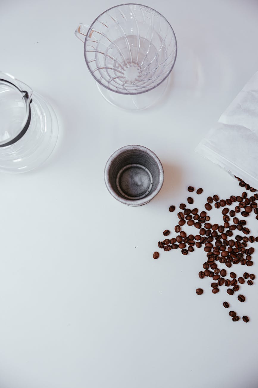 brown coffee beans on white table