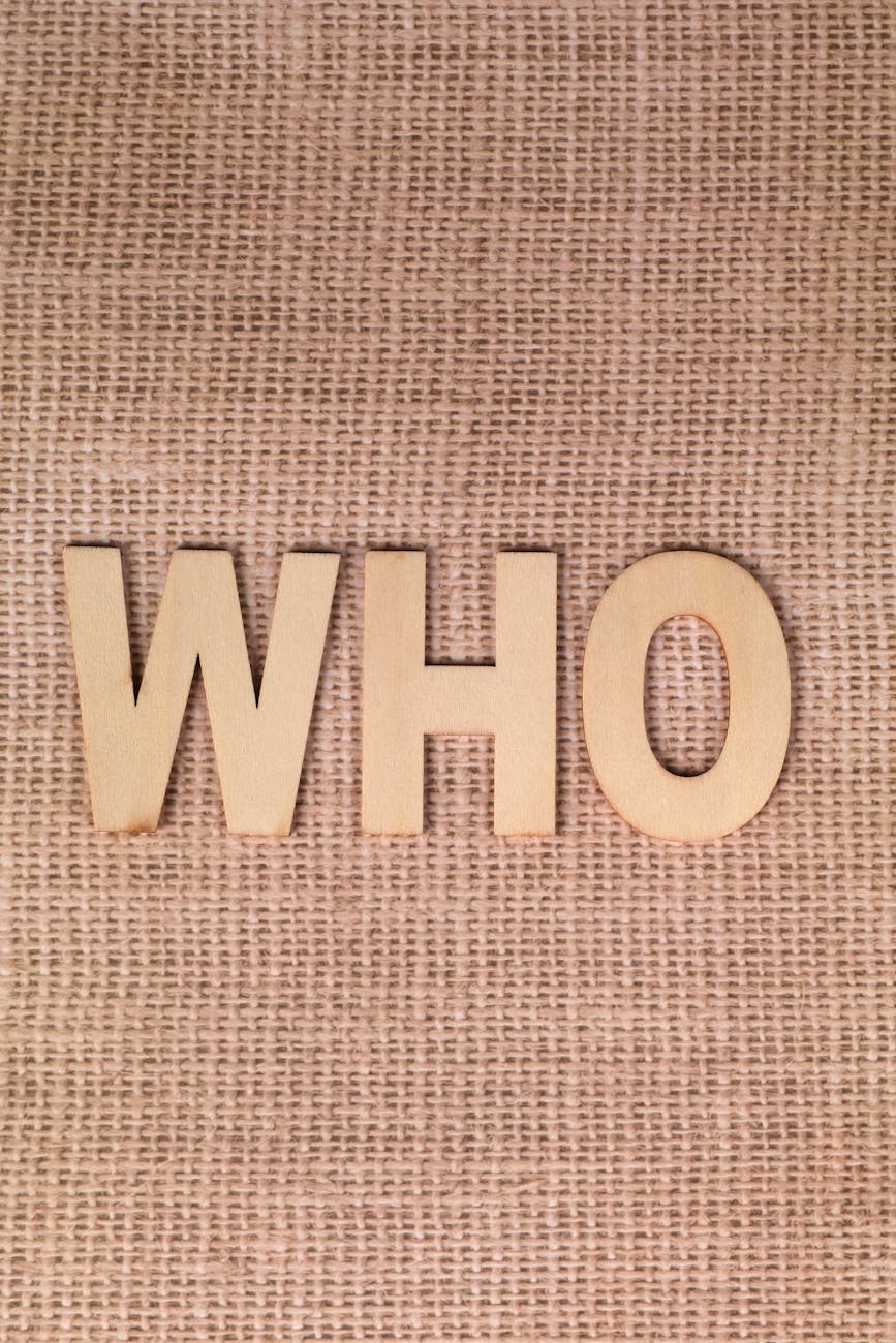 wooden who letters on burlap texture