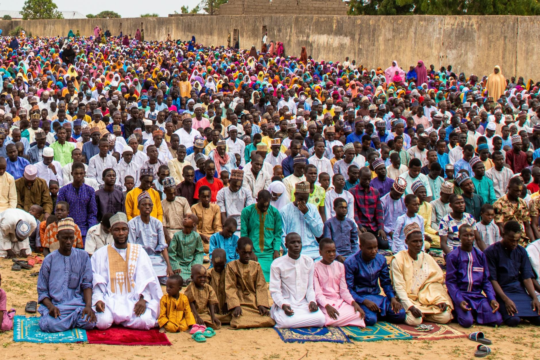 large gathering for prayer in maiduguri nigeria