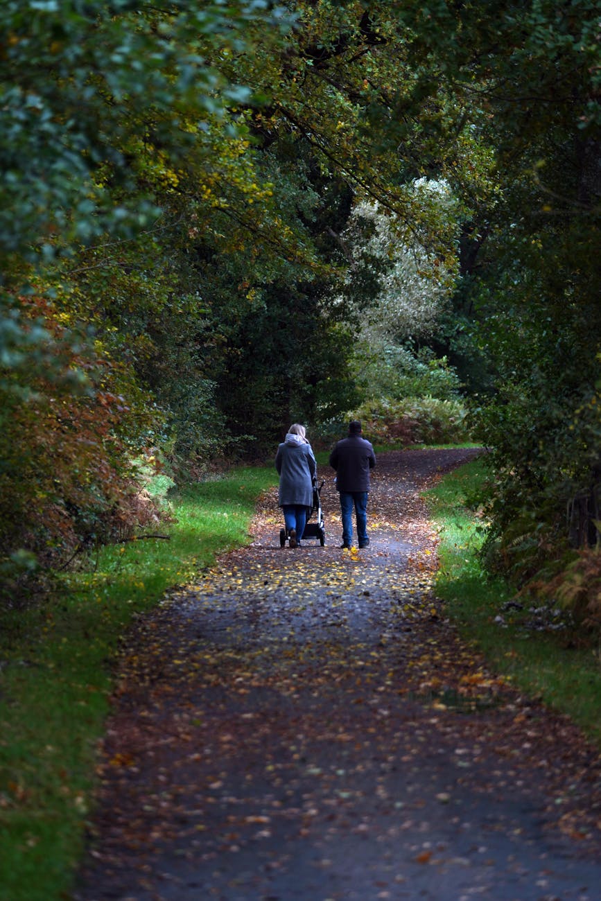 back view of a couple walking together